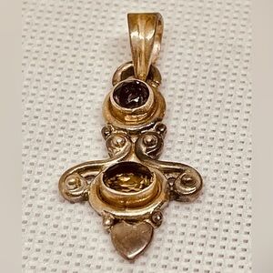 VTG 925 Pendant Amethyst Citrine Heart Scroll